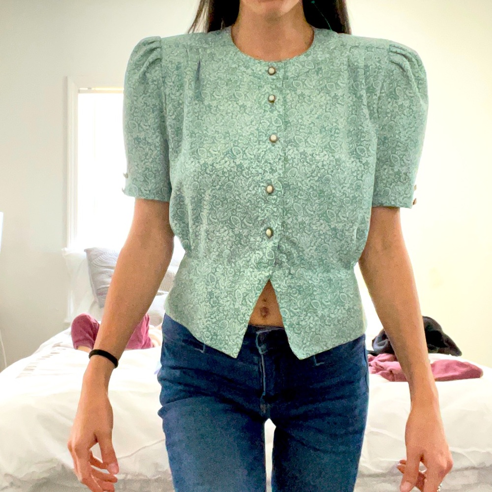 VINTAGE Andrea Gayle Teal Blouse (10)